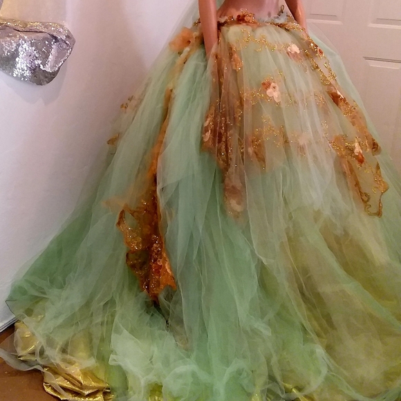 BREEA Mint & Gold Boho Beach Wedding Ballgown Set - Picture 12 of 14